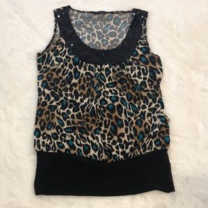 Candy Rain turquoise leopard print blouse